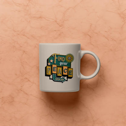 Find Your Peace Retro Sign – Digital PNG Download | T-shirts, Mugs, Tote Bags