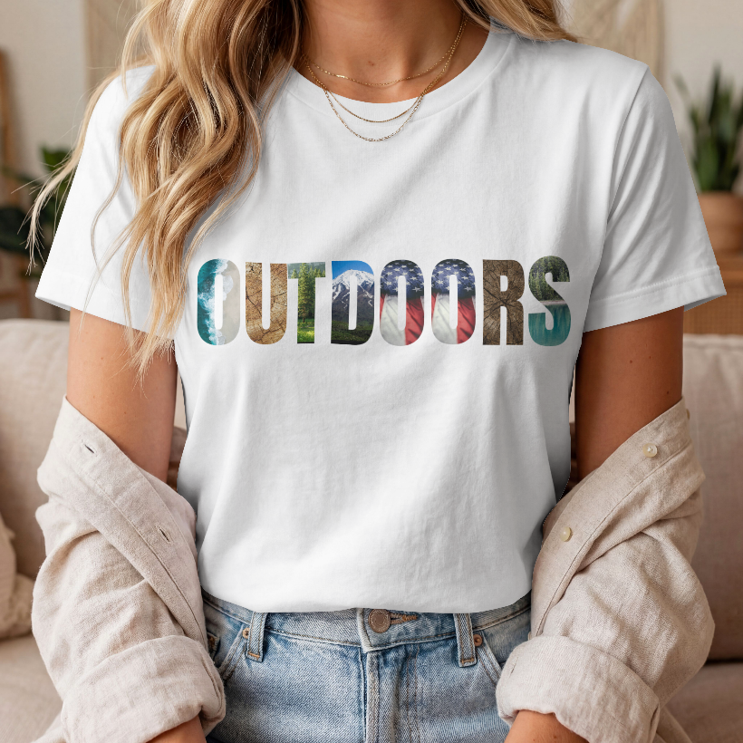 OUTDOORS – Nature-Themed Letter – Digital PNG Download | Bucket Hat, Stickers, Posters