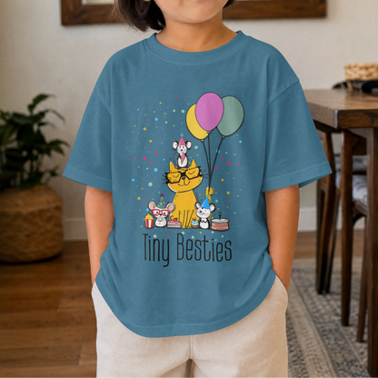 Tiny Besties Party Crew | Cat & Mice with Balloons– Digital PNG Download | Tees, Hoodies, Tote Bags