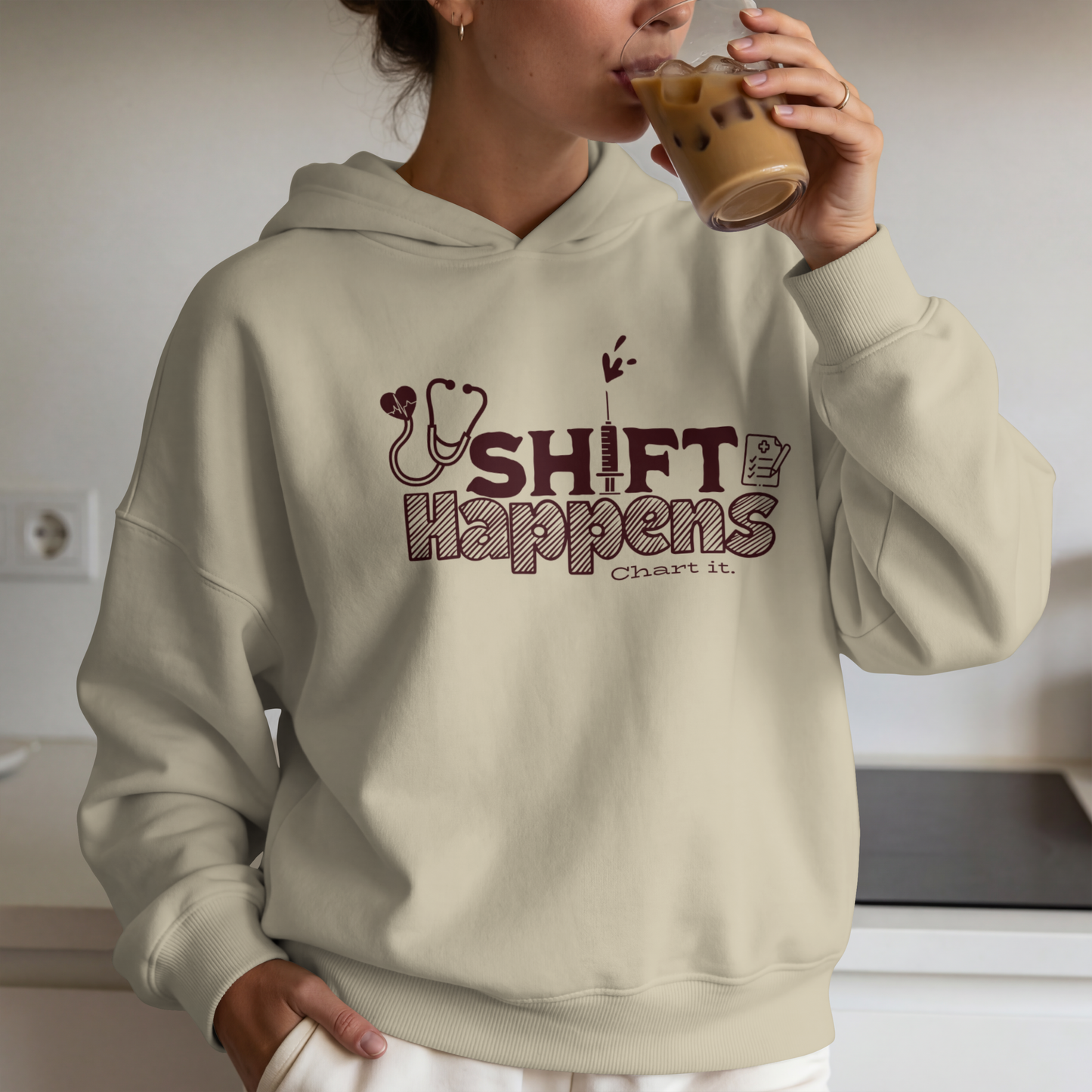 Shift Happens – Chart It. Healthcare-Themed Design – Digital PNG Download | Sweater, Hoodie, T-Shirt