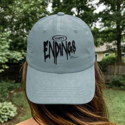 Happy Endings, New Beginnings – Drip Typography Streetwear Graphic– Digital PNG Download | Trucker Hat, Hoodie, Beanie