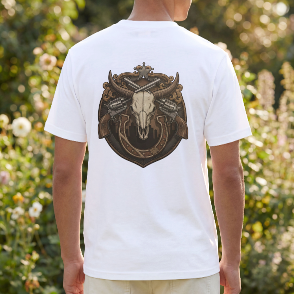 Outlaw Longhorn Emblem Design – Digital PNG Download for T-Shirts, hats, hoodies