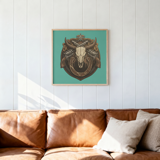 Outlaw Longhorn Emblem Design – Digital PNG Download for T-Shirts, hats, hoodies