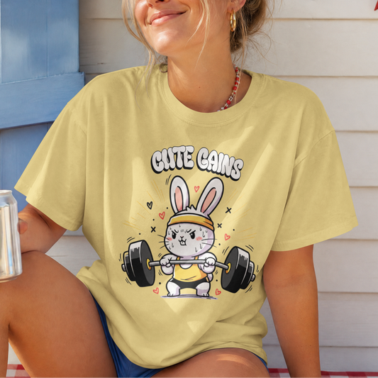 Cute Gains Bunny Funny Fitness PNG Design