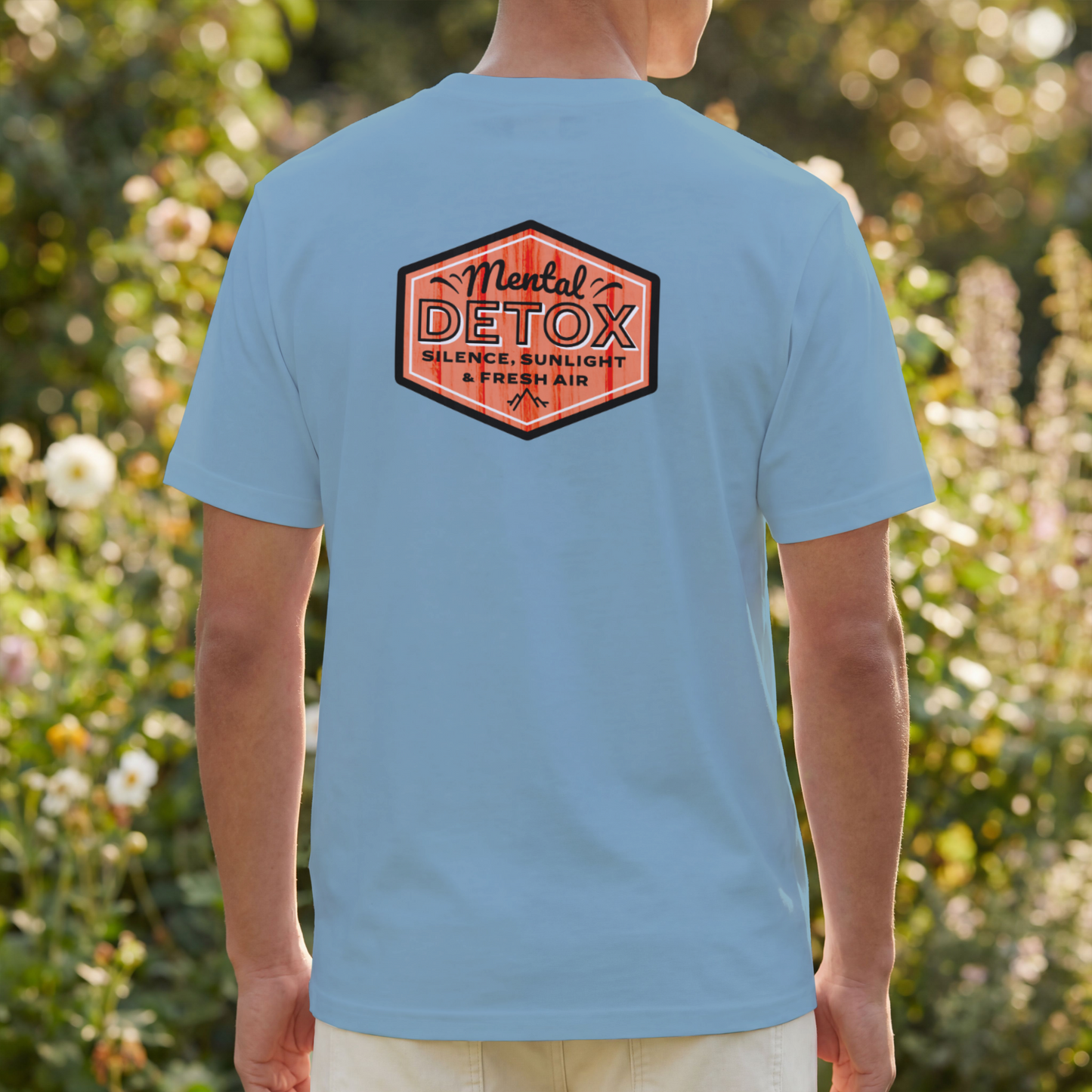 Mental Detox Silence Sunlight & Fresh Air Orange Vintage Nature Patch PNG Design
