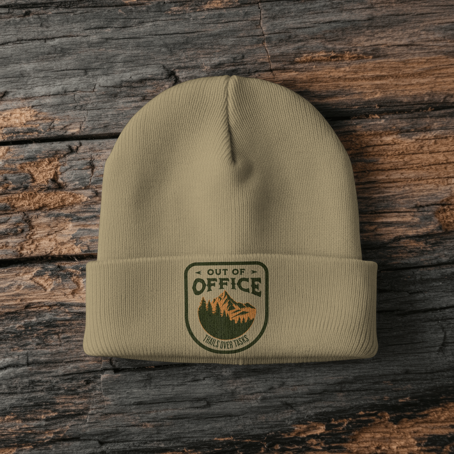 Out of Office "Trails Over Tasks" Outdoor Adventure Patch PNG Design