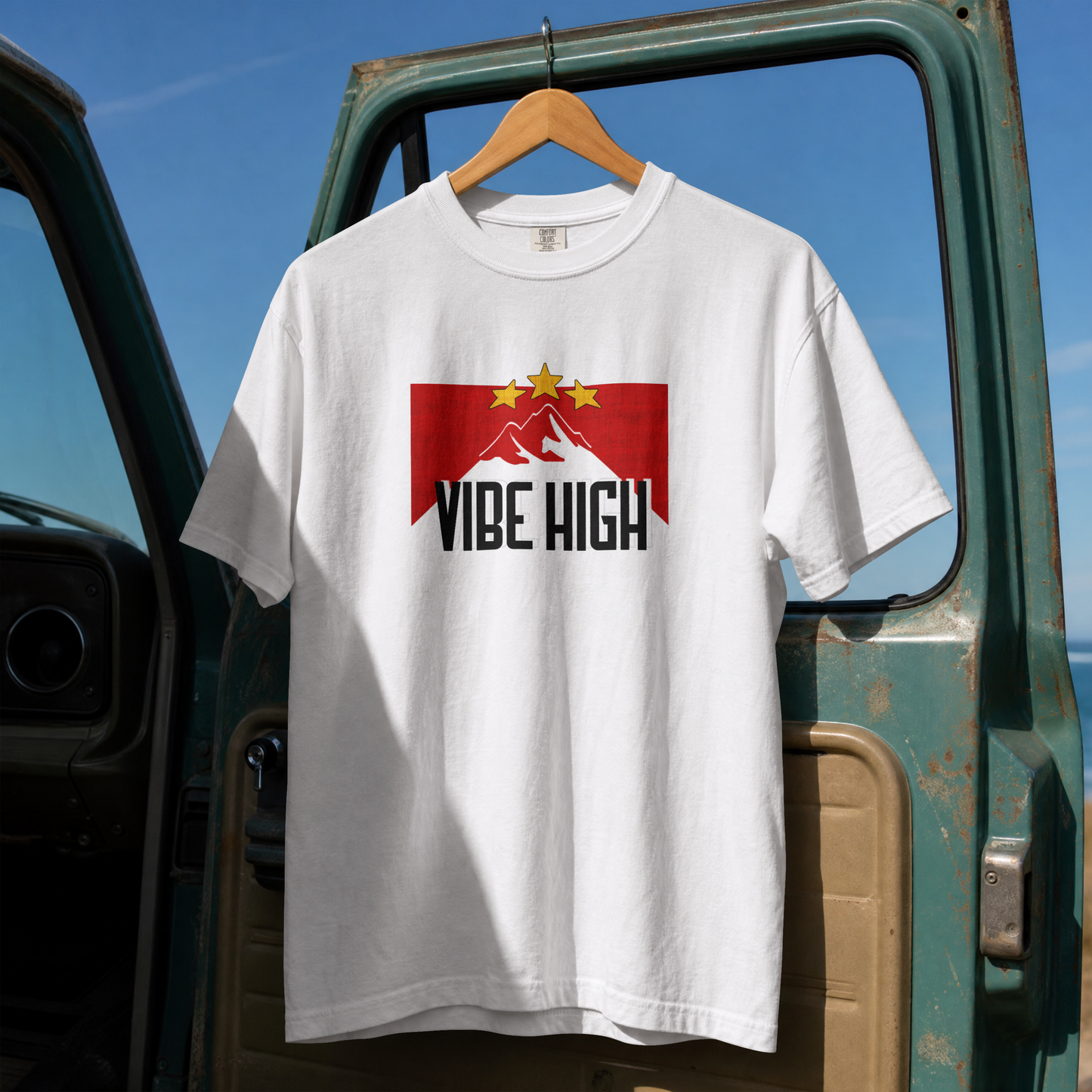 Vibe High Mountain Adventure Patch PNG Design
