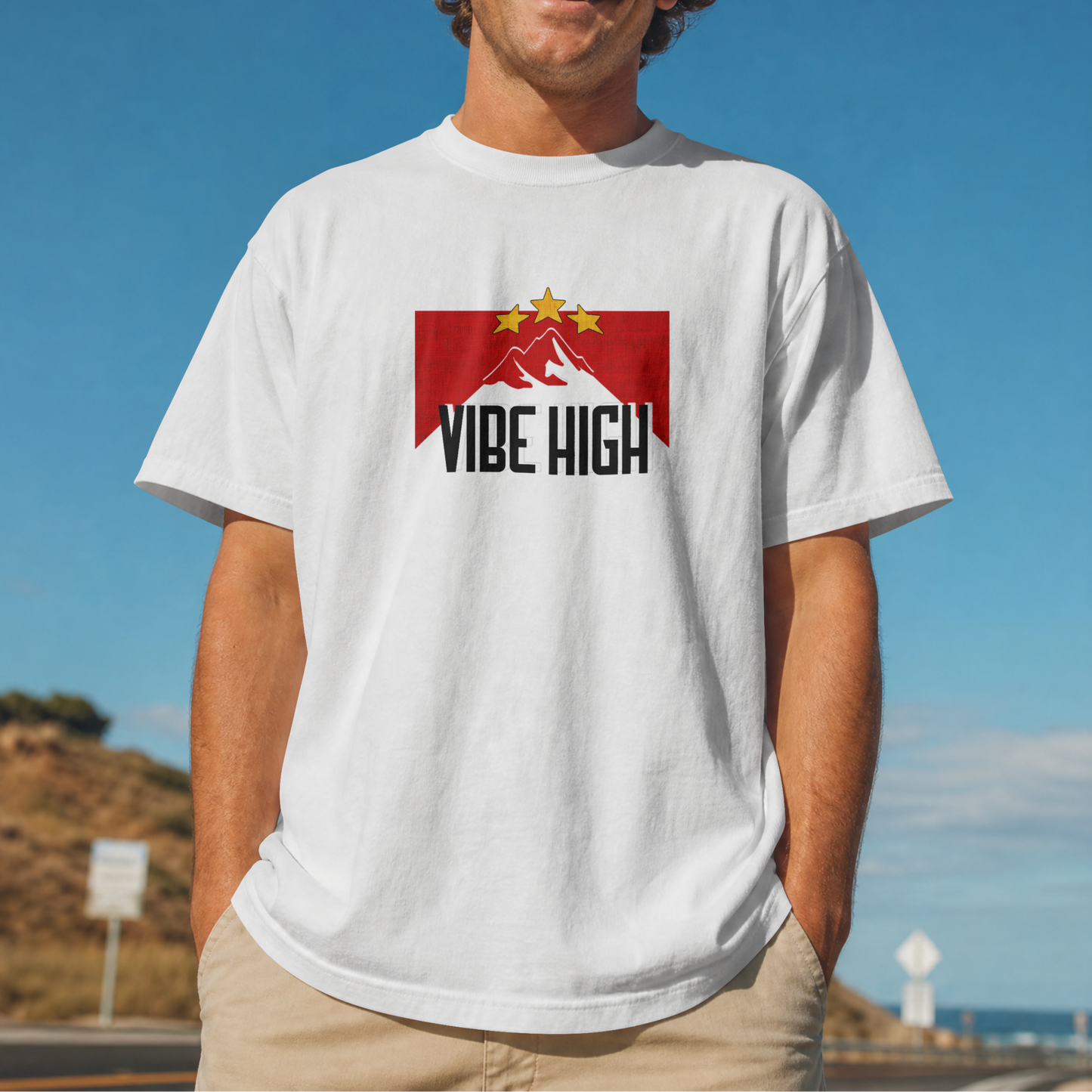 Vibe High Mountain Adventure Patch PNG Design