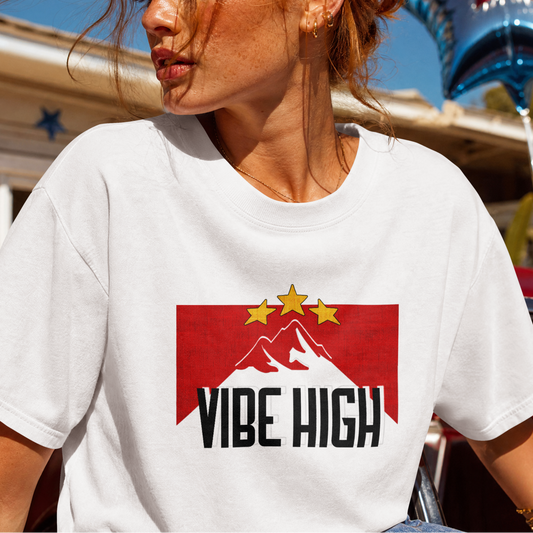 Vibe High Mountain Adventure Patch PNG Design