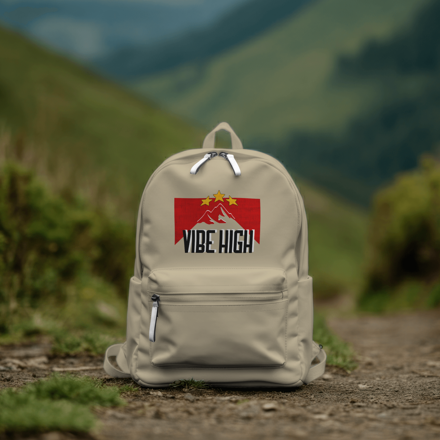 Vibe High Mountain Adventure Patch PNG Design