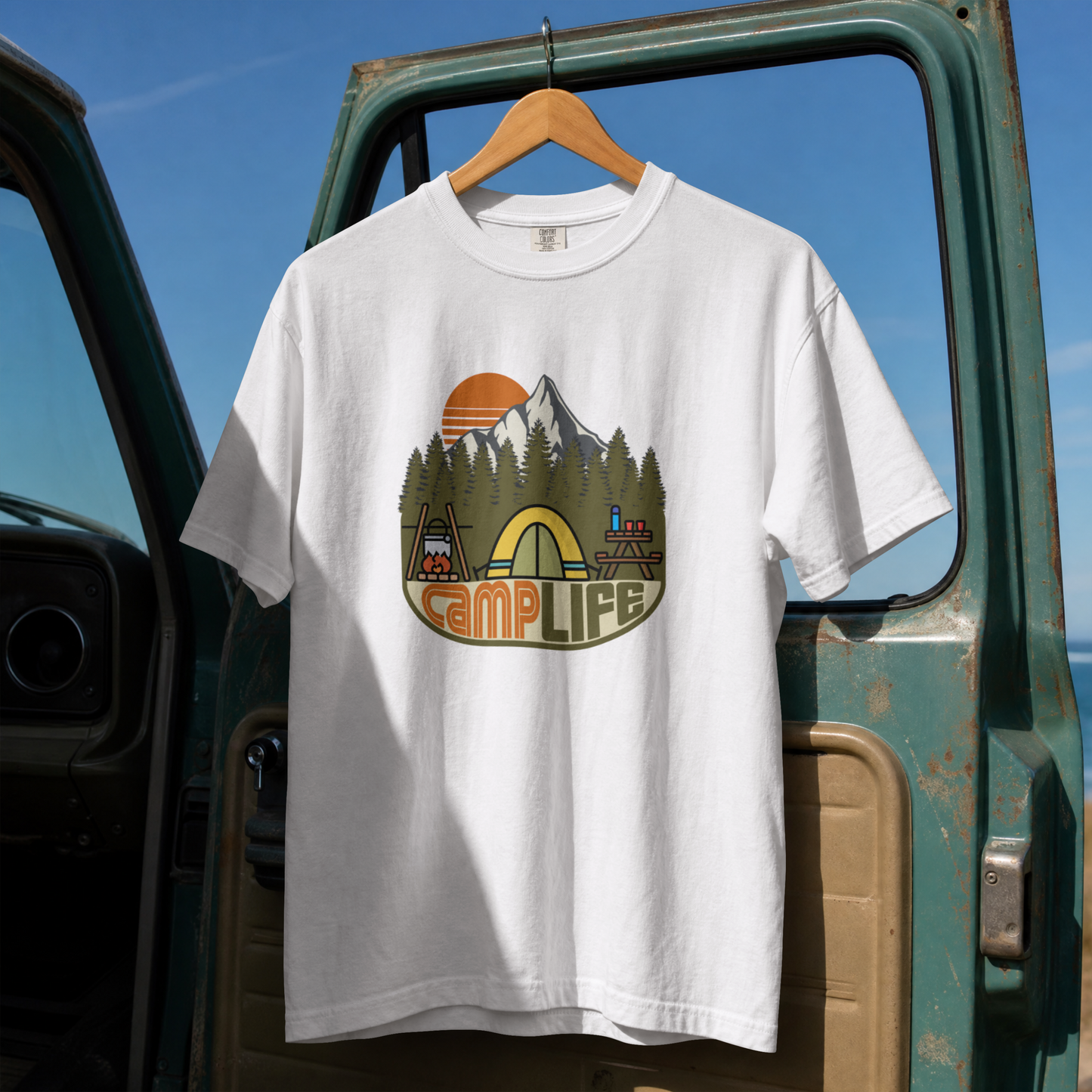 Camp Life Vintage Camping Patch PNG Design