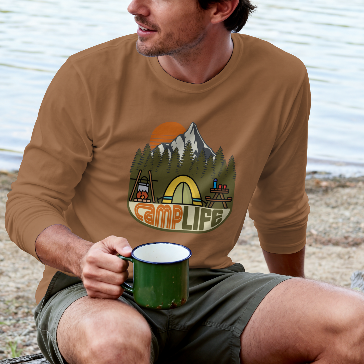 Camp Life Vintage Camping Patch PNG Design