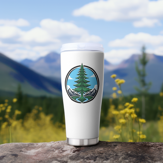 Mountain River Pine Tree Outdoor Patch PNG Design