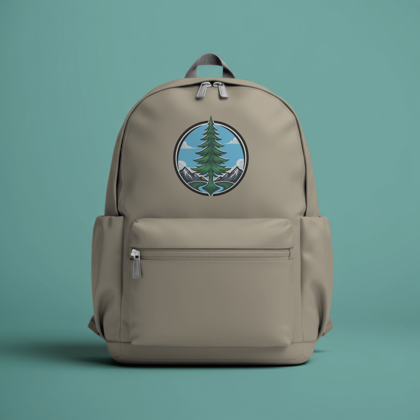 Mountain River Pine Tree Outdoor Patch PNG Design