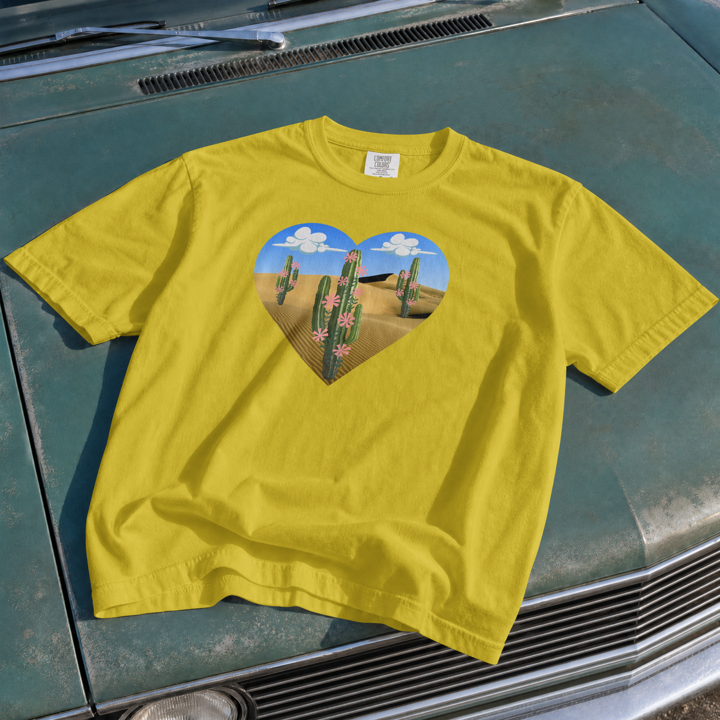 Desert Bloom Cactus Heart PNG Design