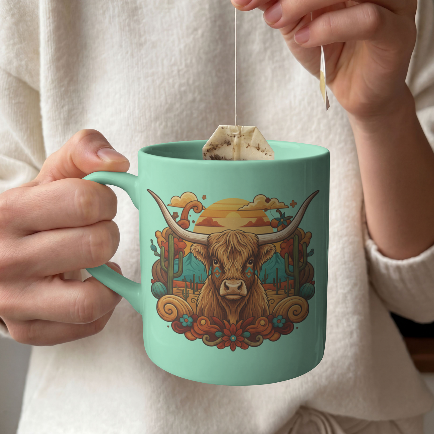 Golden Dusk Highland Cow– Digital PNG Download | T-shirts, Hoodies, Fanny Packs
