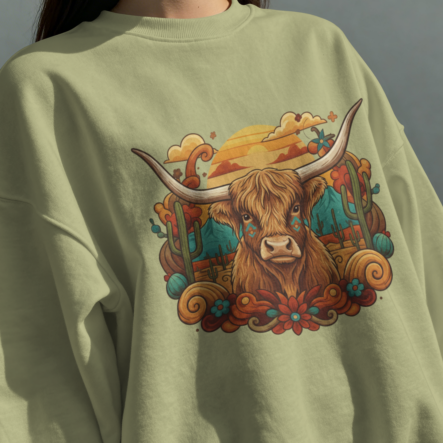 Golden Dusk Highland Cow– Digital PNG Download | T-shirts, Hoodies, Fanny Packs