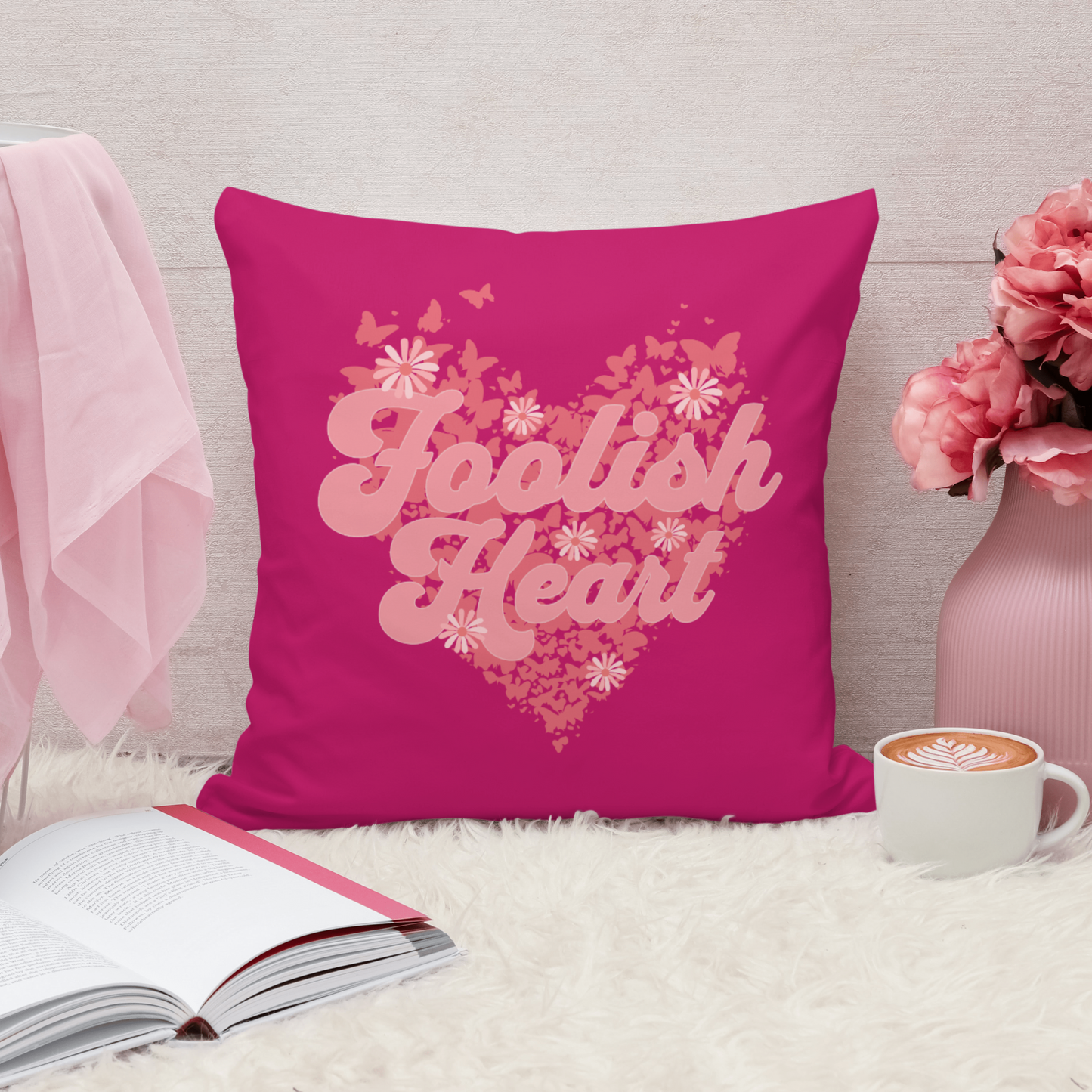 Foolish Heart Butterfly Typography – Romantic Graphic Design– Digital PNG Download | T-Shirt, Hoodie, Tote Bag