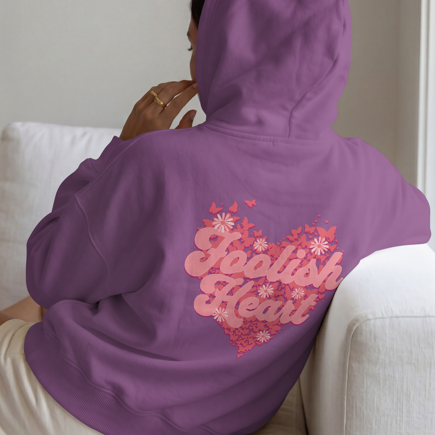 Foolish Heart Butterfly Typography – Romantic Graphic Design– Digital PNG Download | T-Shirt, Hoodie, Tote Bag