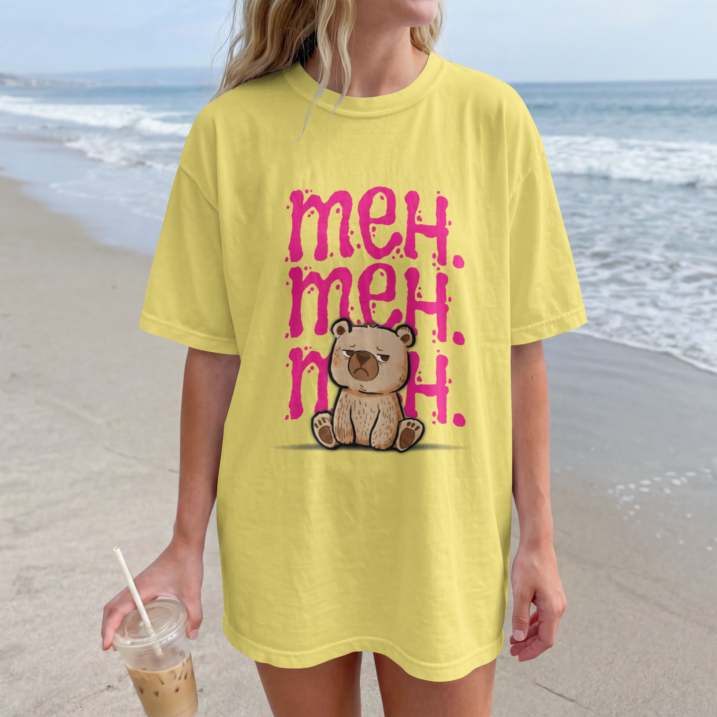 Meh Mood Bear Design – Cute Sarcastic Vibes– Digital PNG Download | Tees, Hoodies, Tote Bags