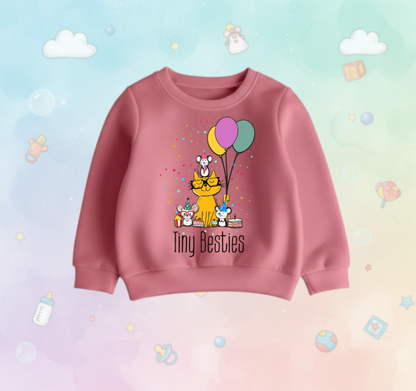 Tiny Besties Party Crew | Cat & Mice with Balloons– Digital PNG Download | Tees, Hoodies, Tote Bags