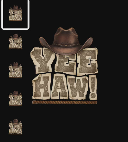 Yee Haw! Western Rustic Lettering with Brown Cowboy Hat– Digital PNG Download | T-Shirt, Mug, Sweater