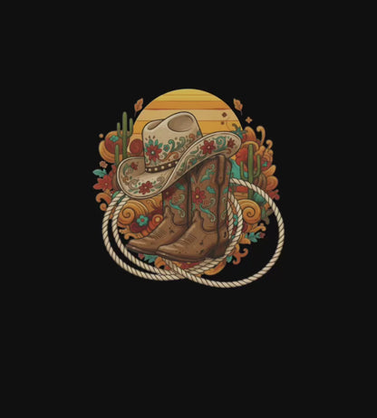 Sunset Desert Cowboy Boots & Hat – Digital PNG Download | Hat, Hoodies, Tote Bags