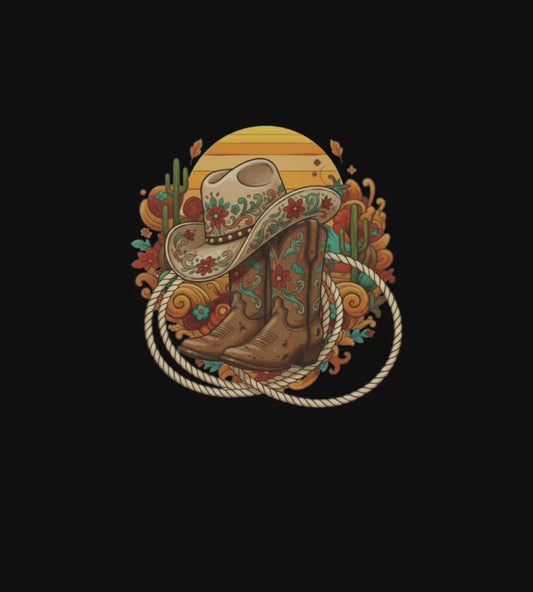 Sunset Desert Cowboy Boots & Hat – Digital PNG Download | Hat, Hoodies, Tote Bags